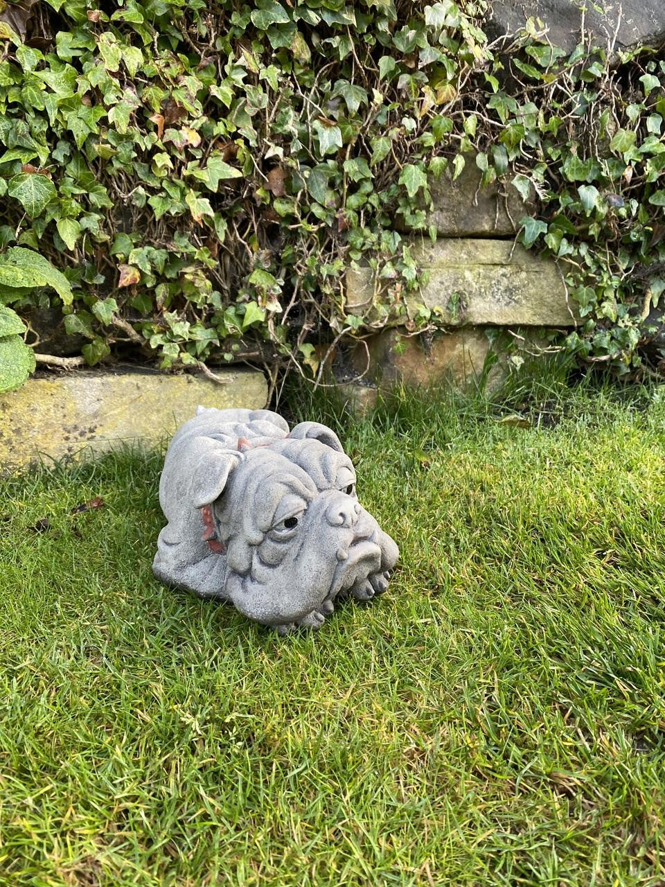 Lying Bulldog Small Garden Ornament