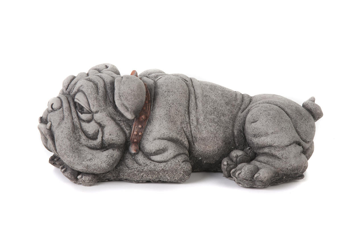Lying Bulldog Small Garden Ornament