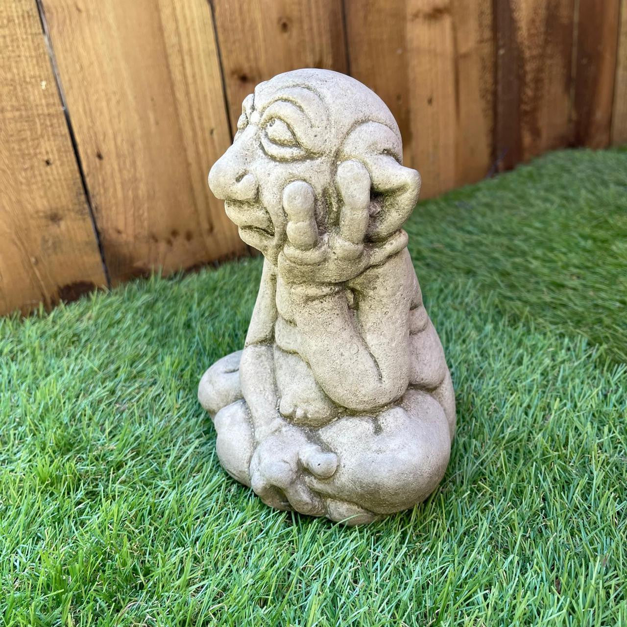 Magical Sitting Goblin Stone Cast Statue Small Outdoor Ornament Garden Sculpture