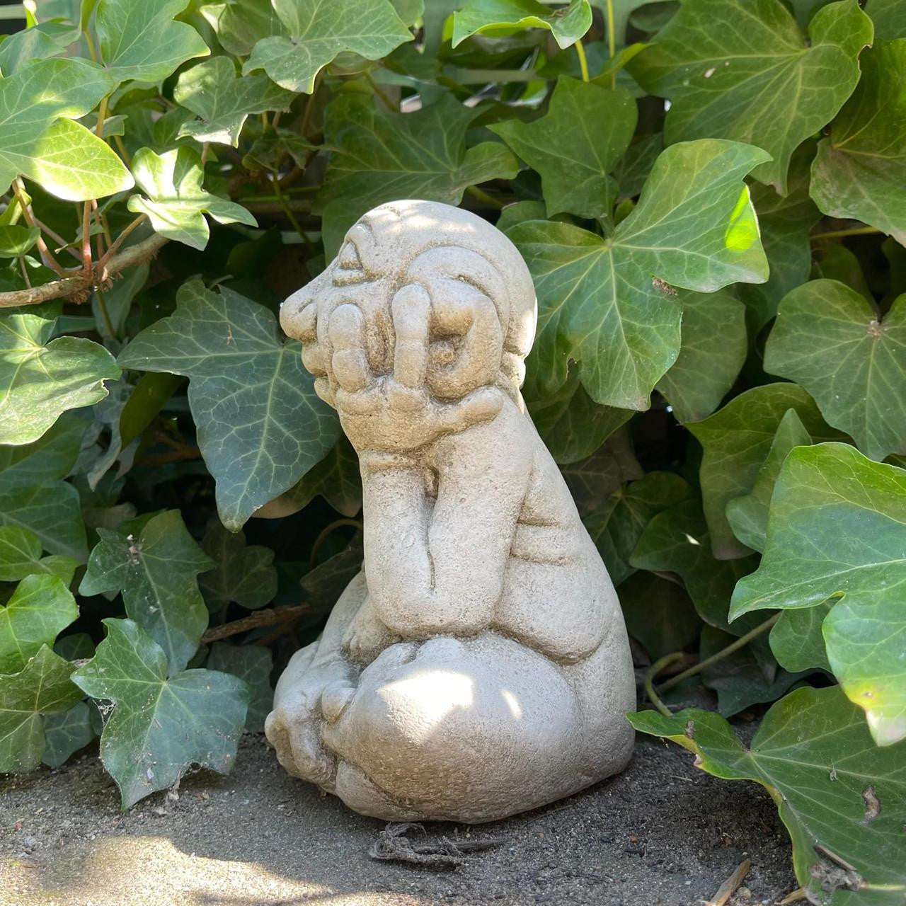 Magical Sitting Goblin Stone Cast Statue Small Outdoor Ornament Garden Sculpture