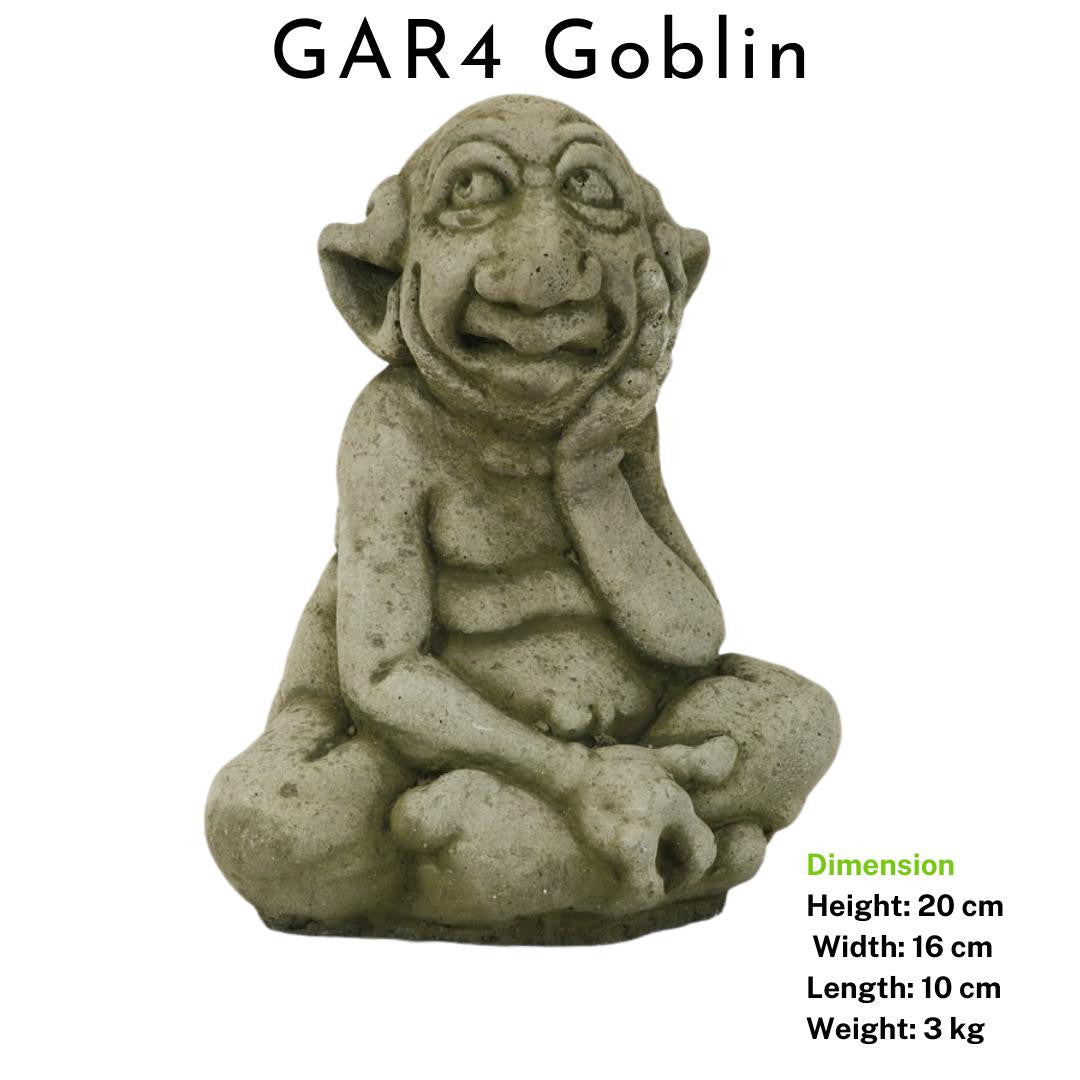 Magical Sitting Goblin Stone Cast Statue Small Outdoor Ornament Garden Sculpture