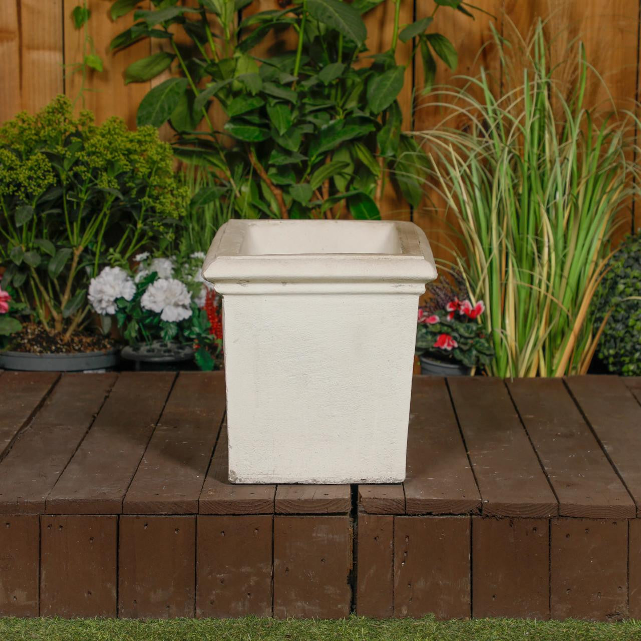 Medium Mimimalist White Stone Cast Planter