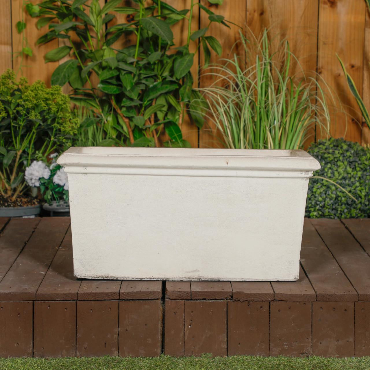 Medium Mimimalist White Stone Cast Planter