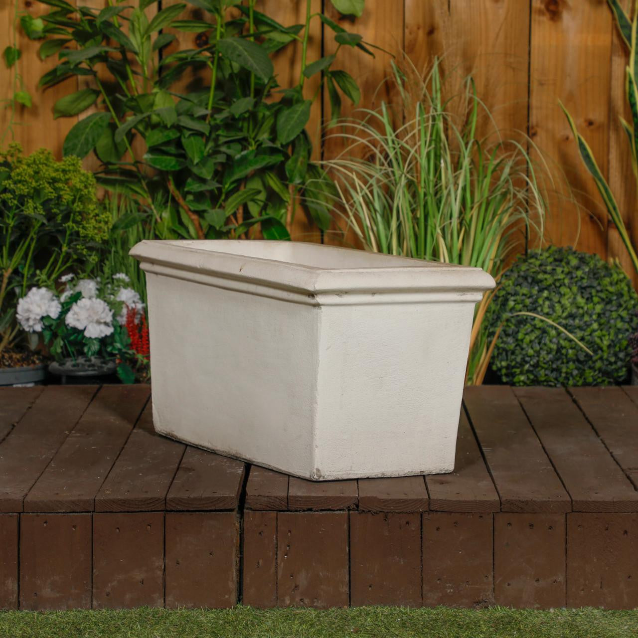 Medium Mimimalist White Stone Cast Planter