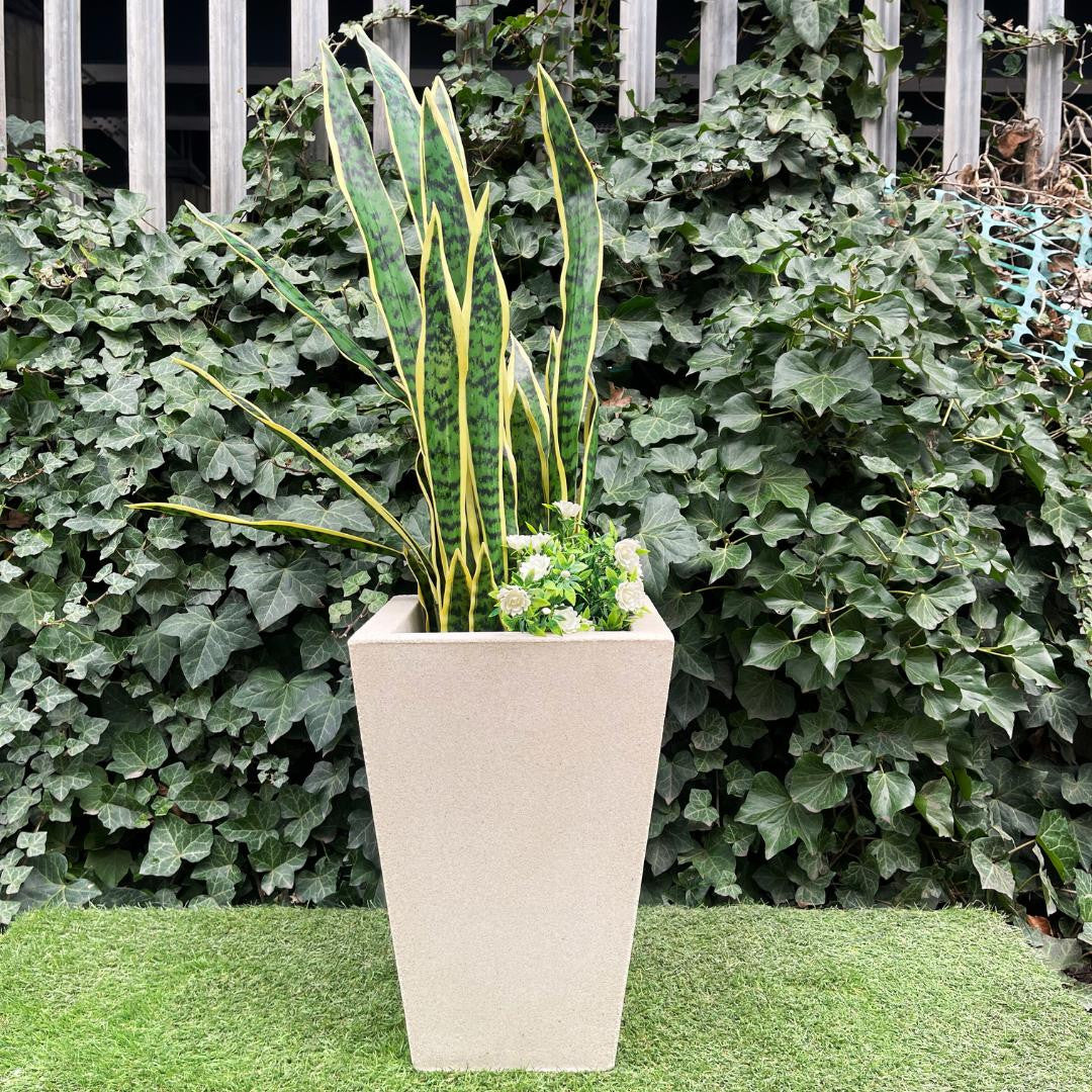 Medium Sandstone Classic Square Greek Style Planter Vase