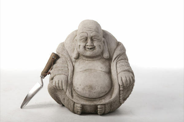 Medium Stone Cast Happy Buddha Sculpture