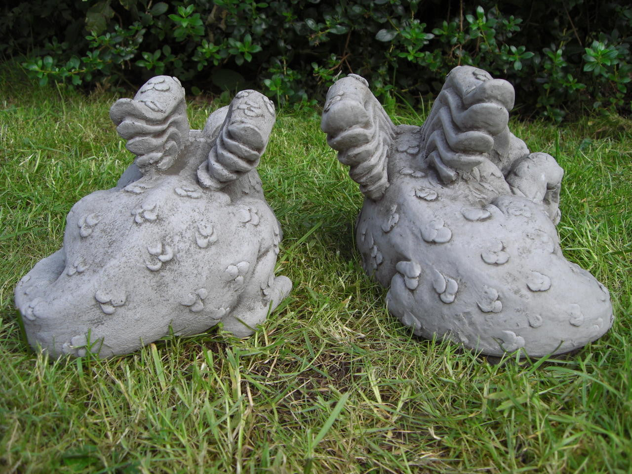 Pair of Large Sleepy Dragons Garden Statuary