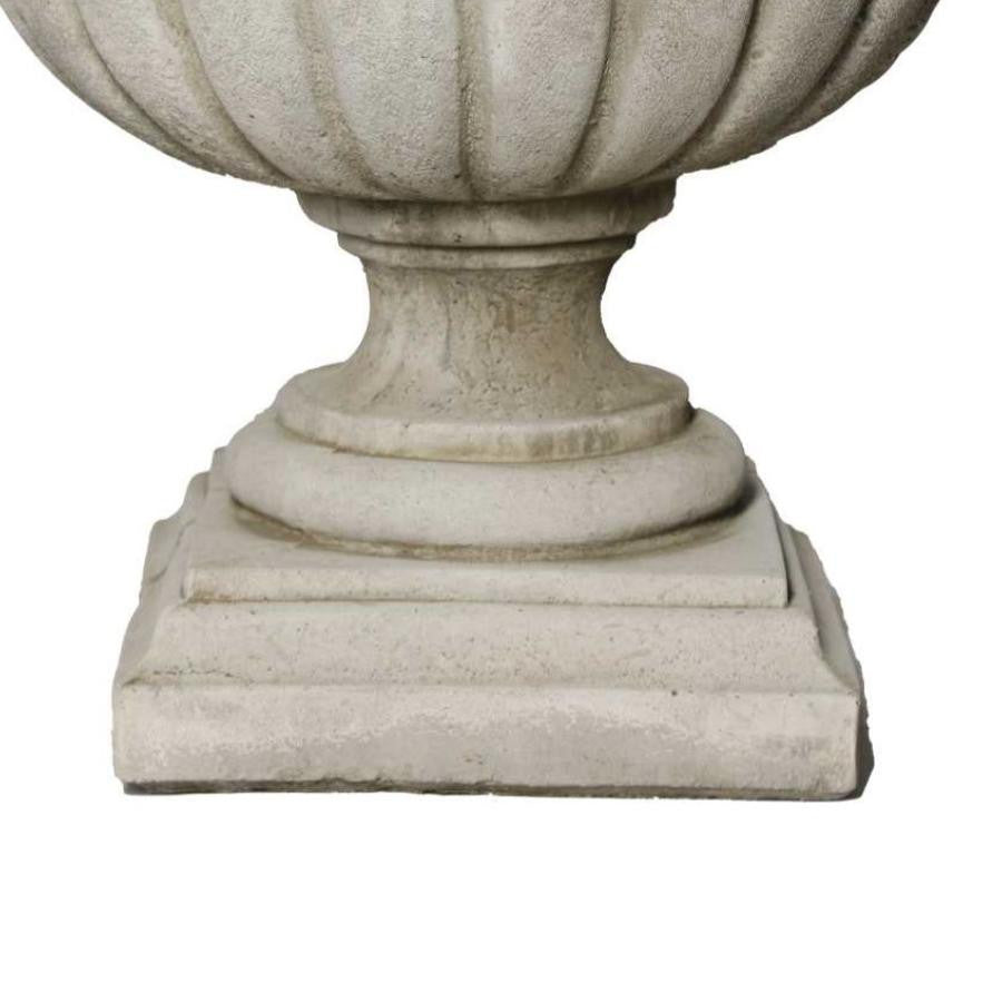 Pair of Large Stonecast Tazza Urns Garden Ornaments