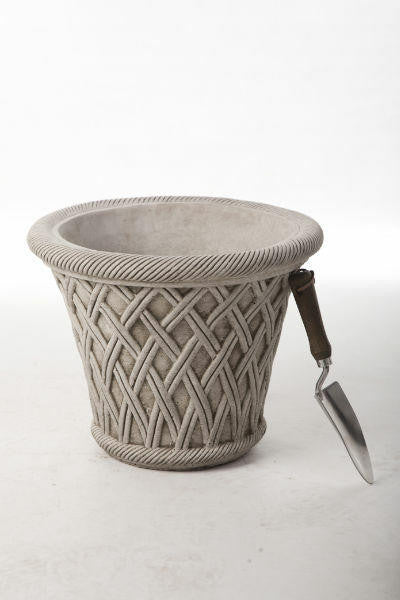 Pair of Large Wicker pattern Stone Plant pot