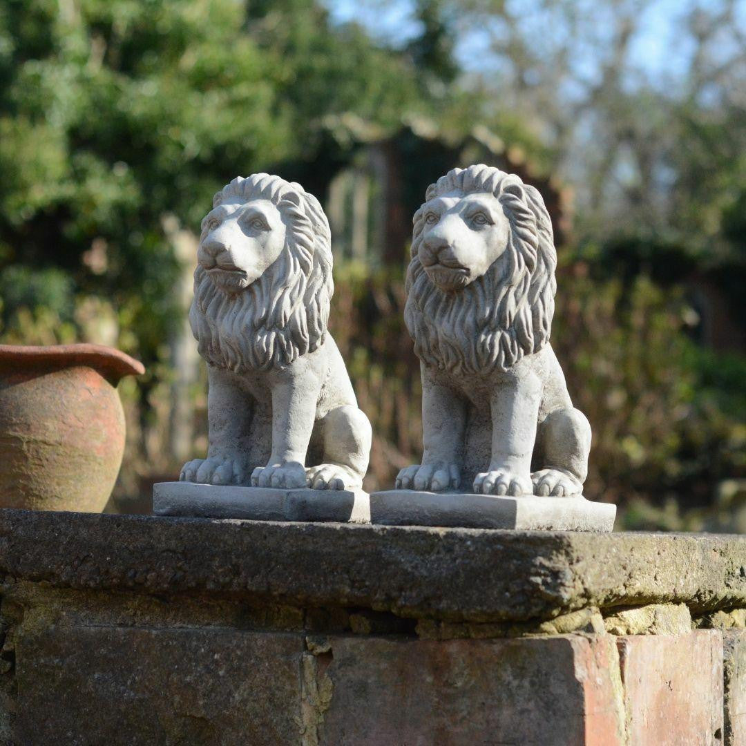Pair of Small Bavarian Lion Garden sculptures
