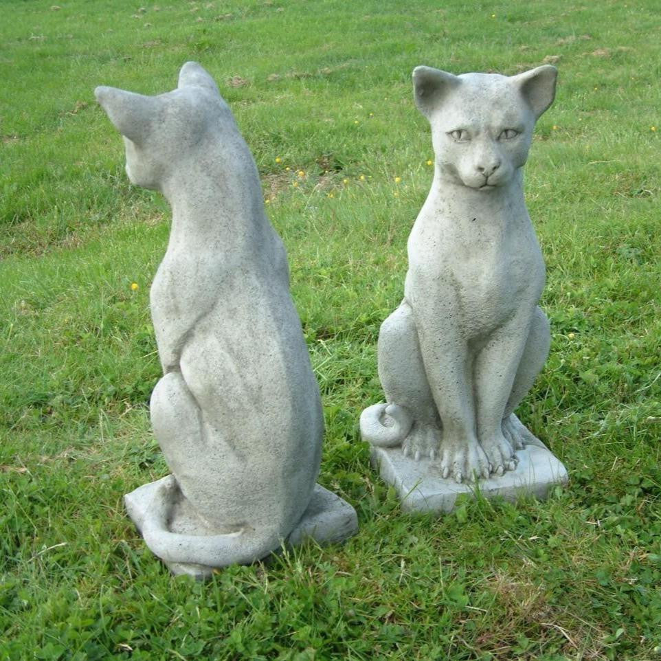 Pair of Standing Cats Gatepost Garden Ornaments