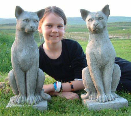 Pair of Standing Cats Gatepost Garden Ornaments