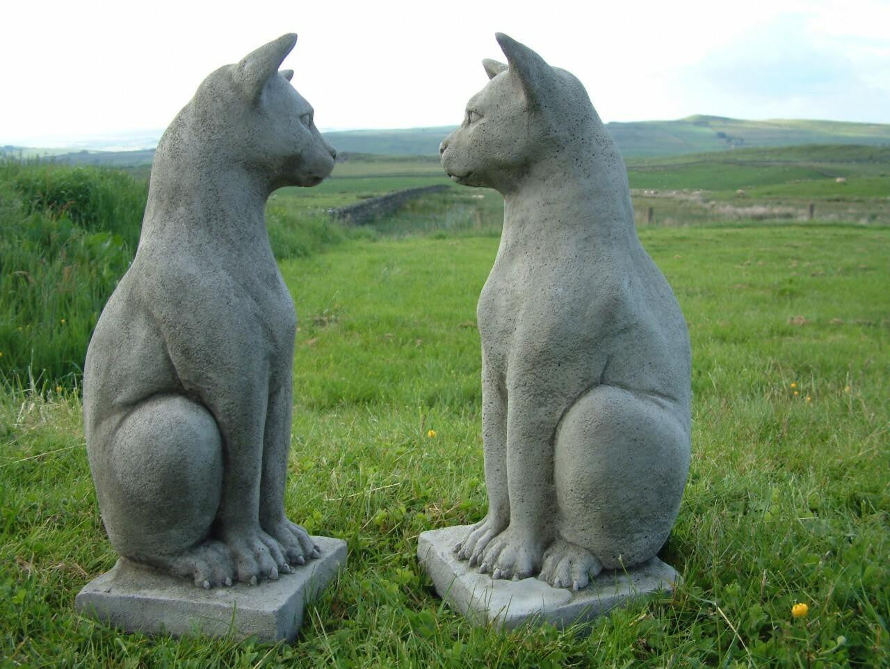 Pair of Standing Cats Gatepost Garden Ornaments