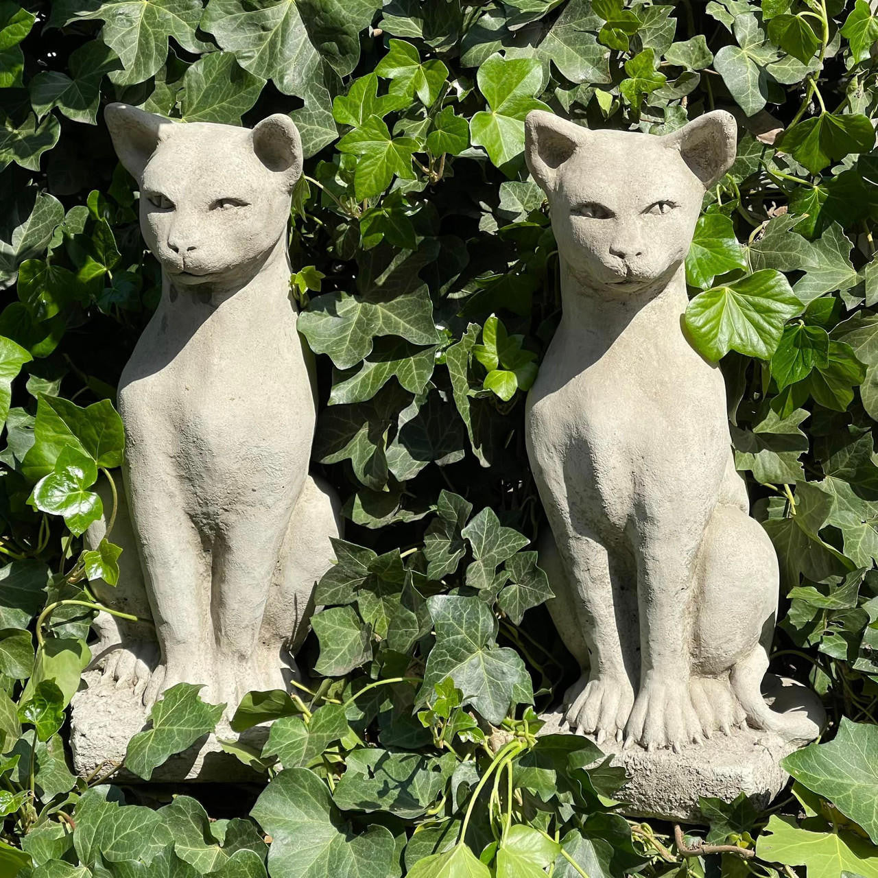 Pair of Standing Cats Gatepost Garden Ornaments