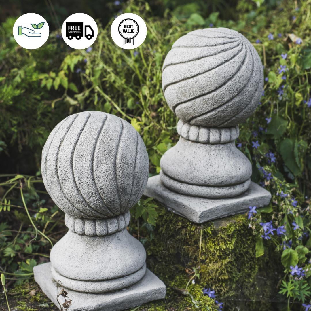 Pair Of Stone Ball Pillar Tops