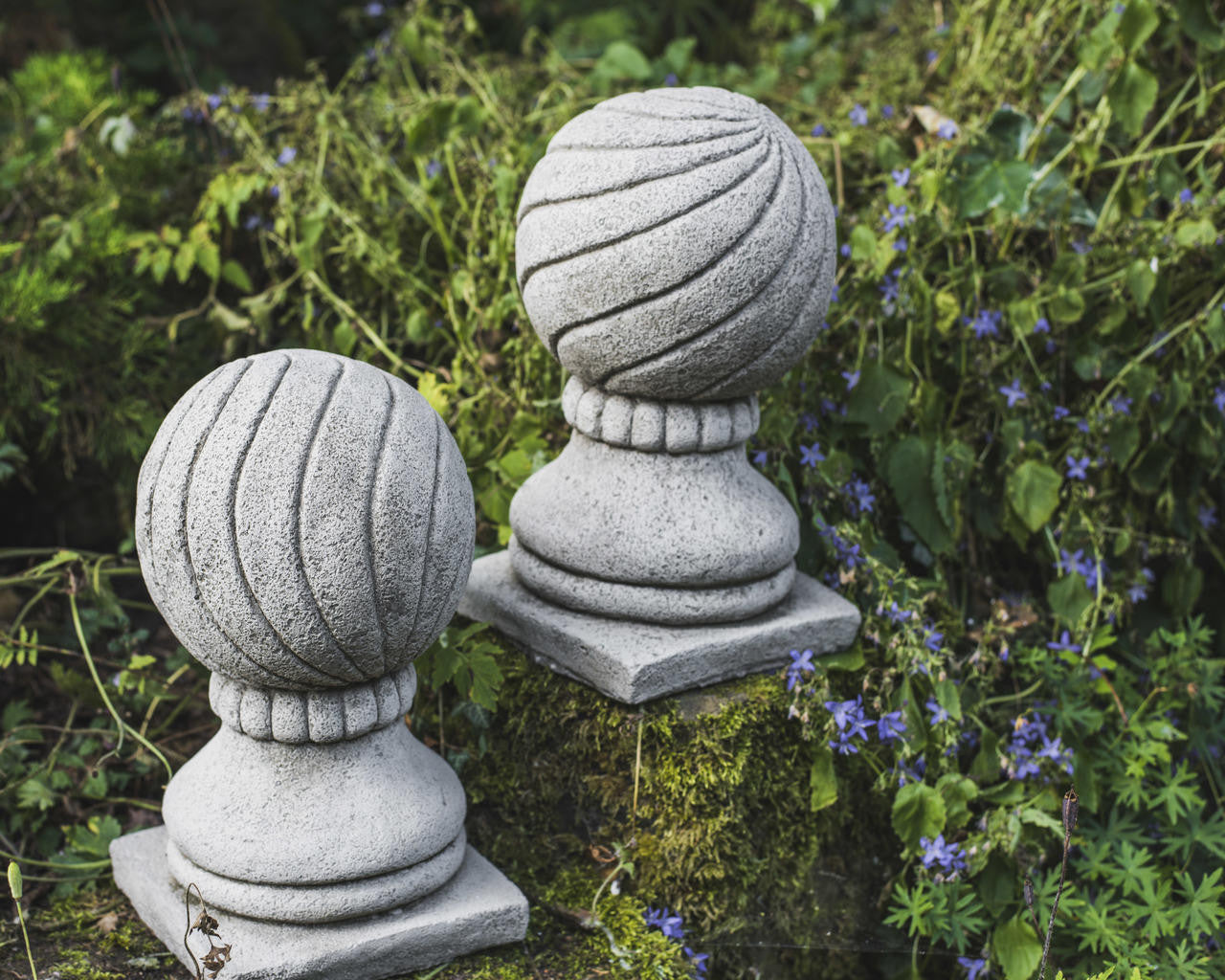 Pair Of Stone Ball Pillar Tops
