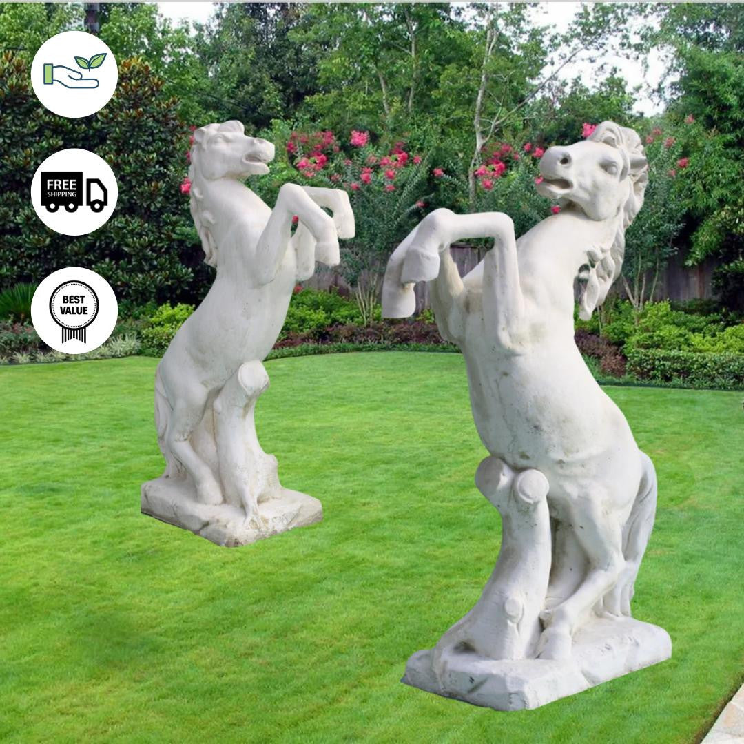 Pair of Stunning Large Rearing Horse Statues