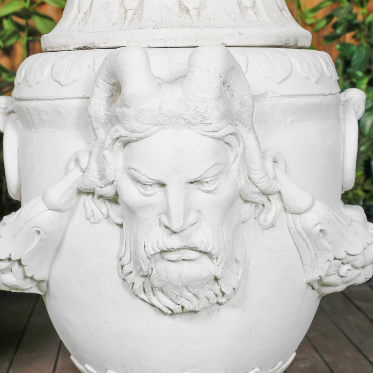 Pair of Urns With Mythical Horned Man Design