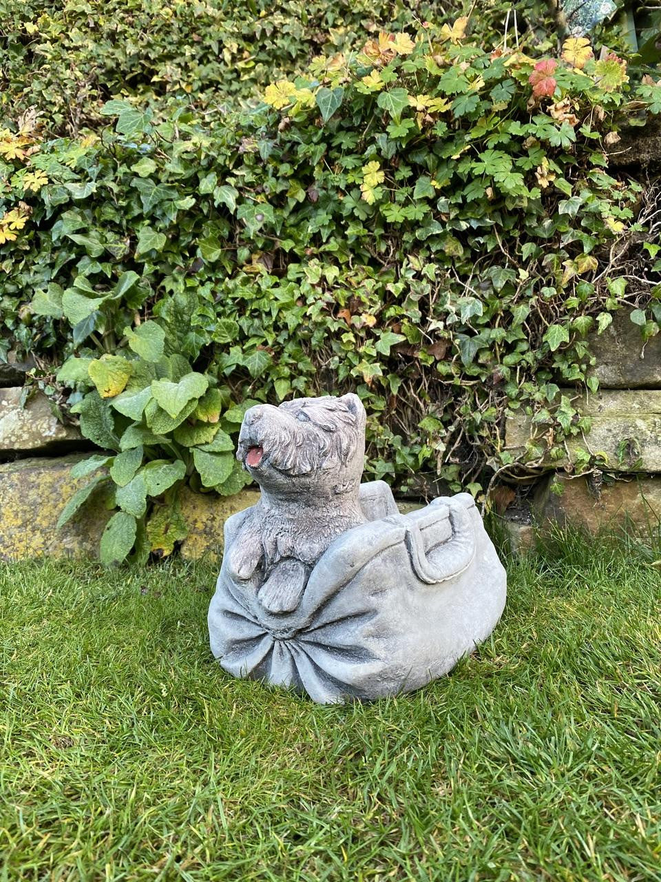 Puppy in Bag Stone Planter