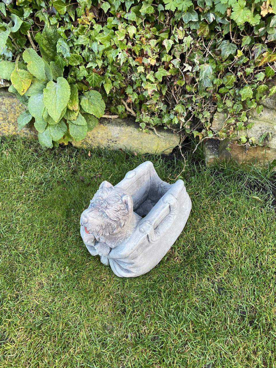 Puppy in Bag Stone Planter