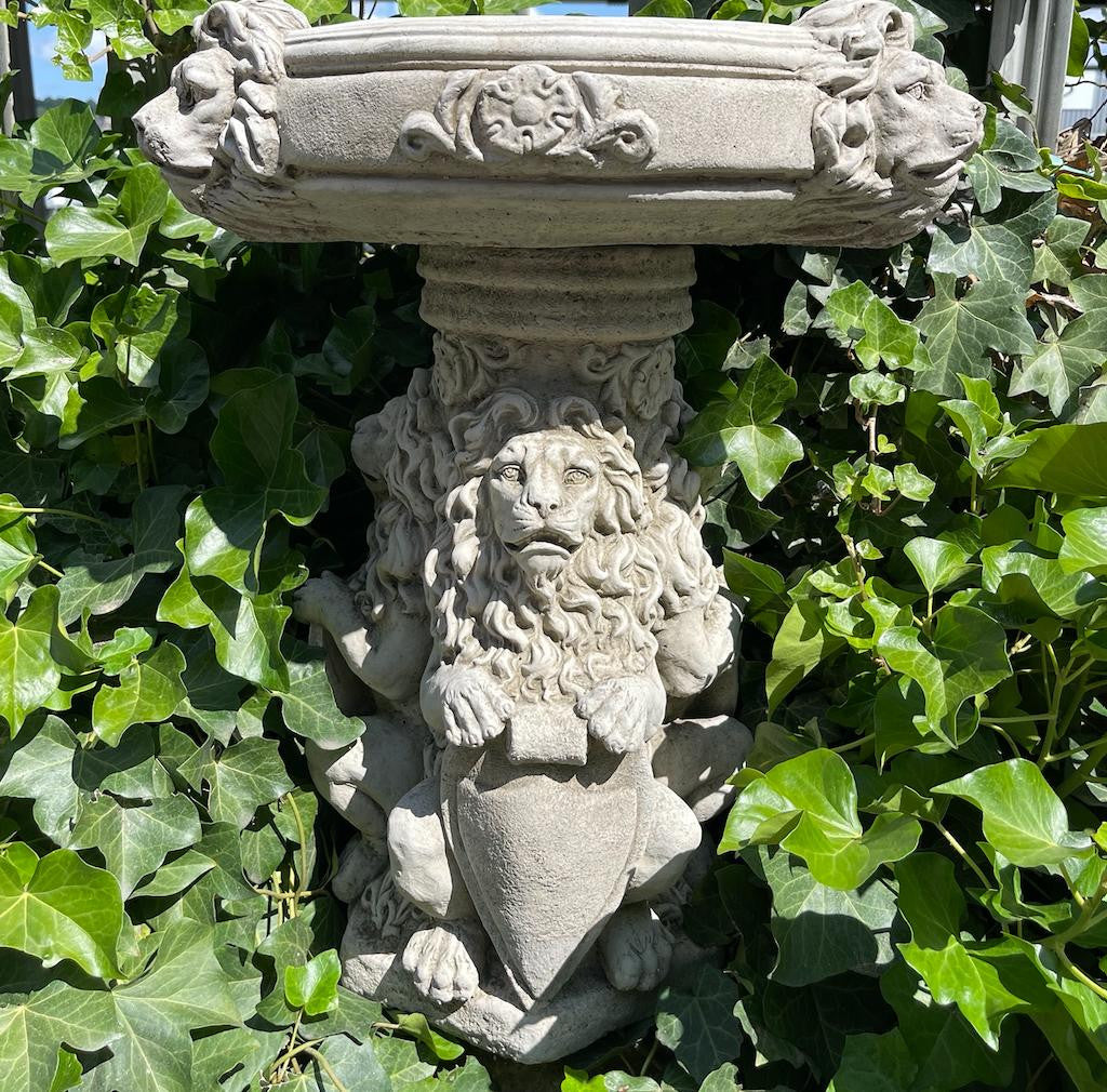 Regal Three Lions Stonecast Birdbath