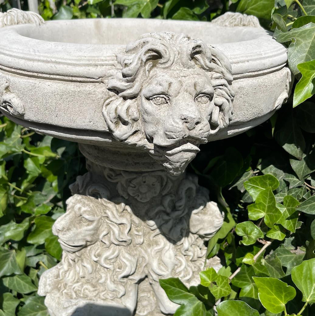 Regal Three Lions Stonecast Birdbath