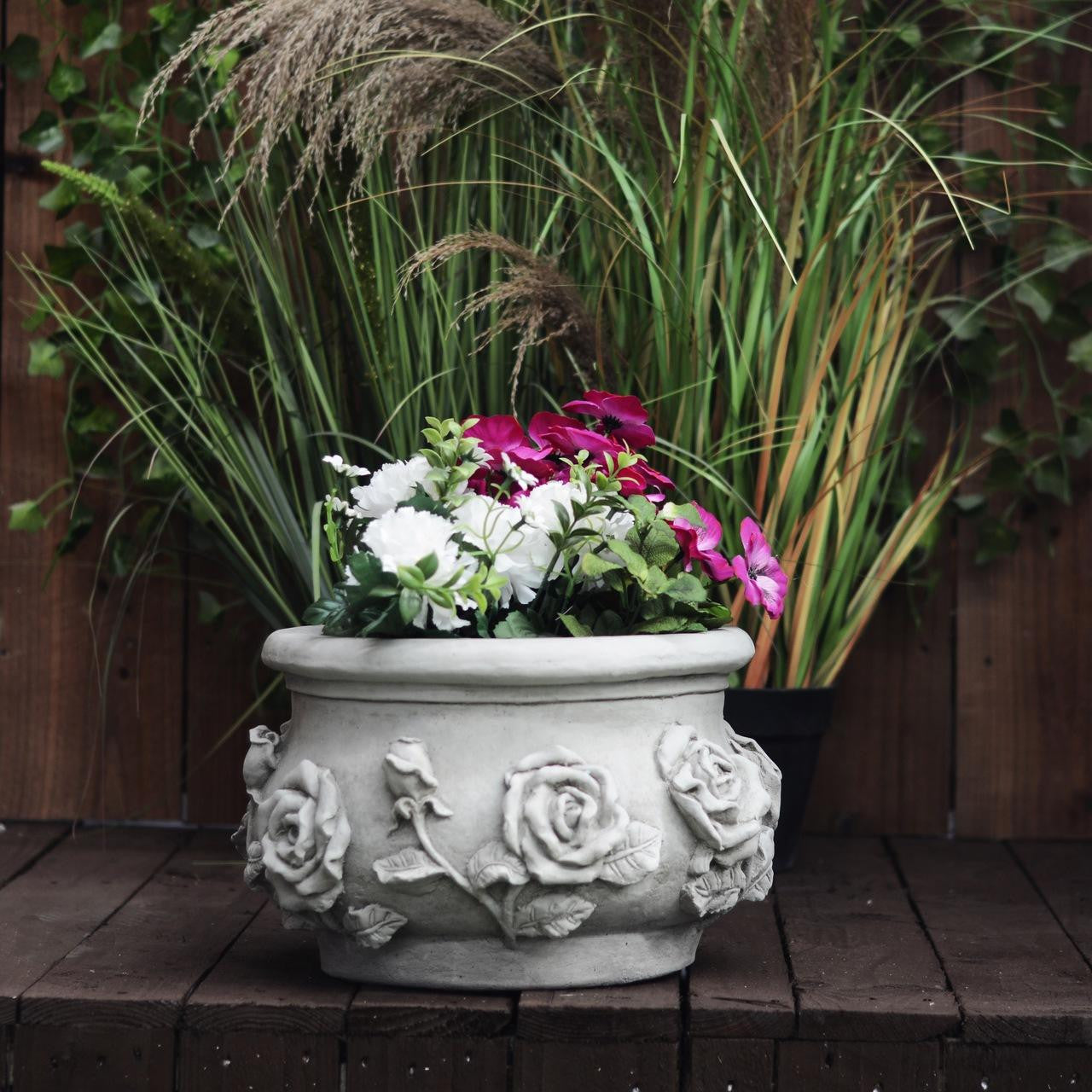 Rose Pot Stone Cast Garden Plant Pot