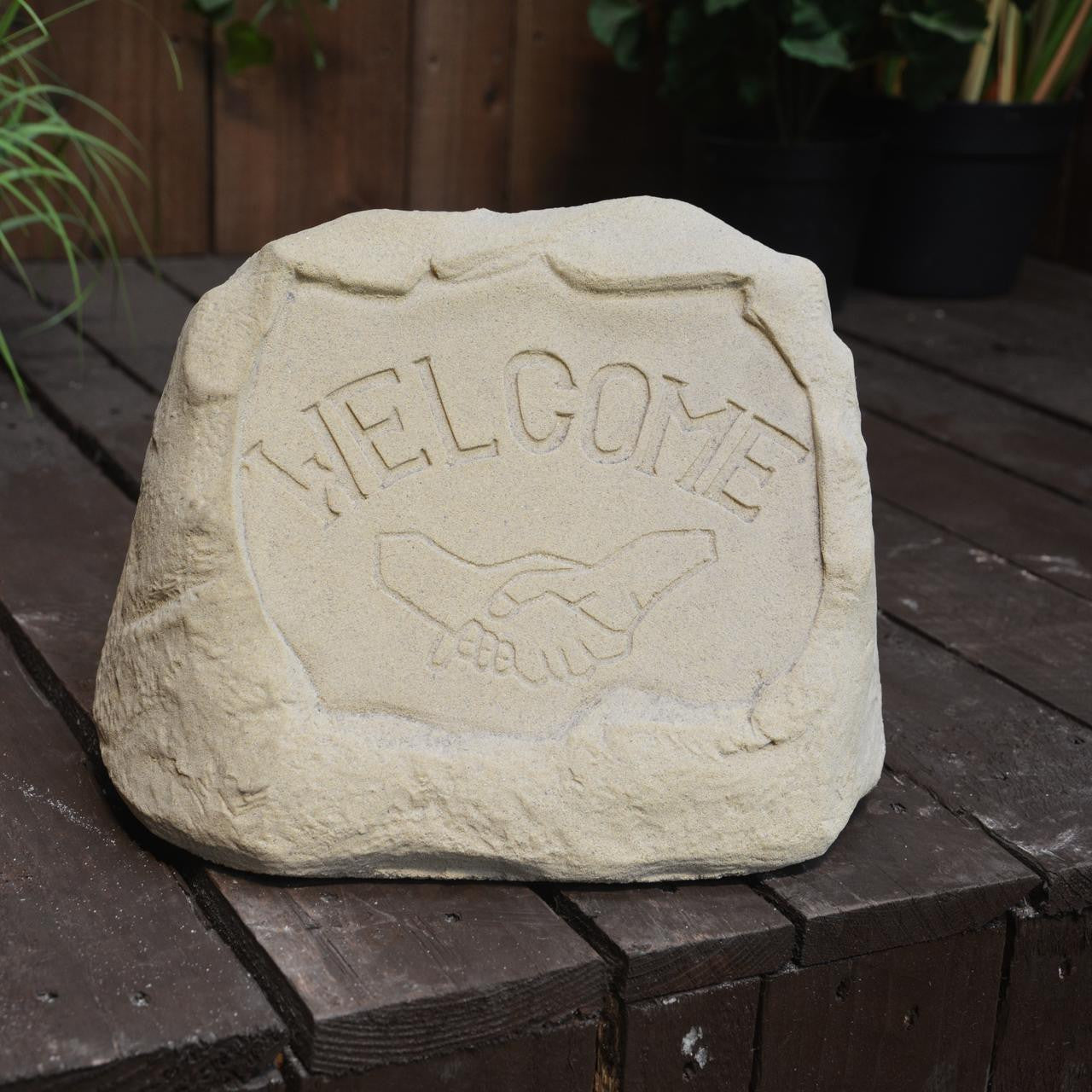 Sandstone Rock Welcome Garden Sign