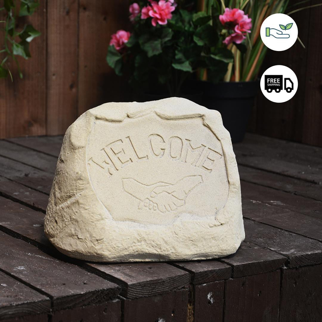Sandstone Rock Welcome Garden Sign