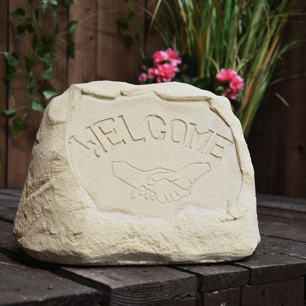 Sandstone Rock Welcome Garden Sign