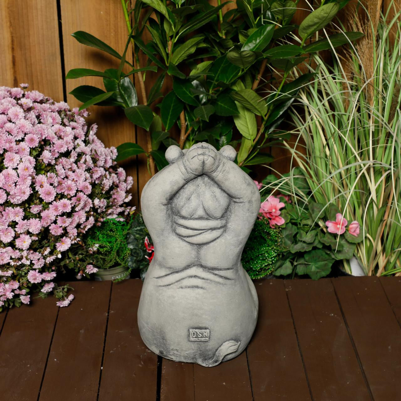 Serene Large Cast Stone Yoga Hippo Garden Statue