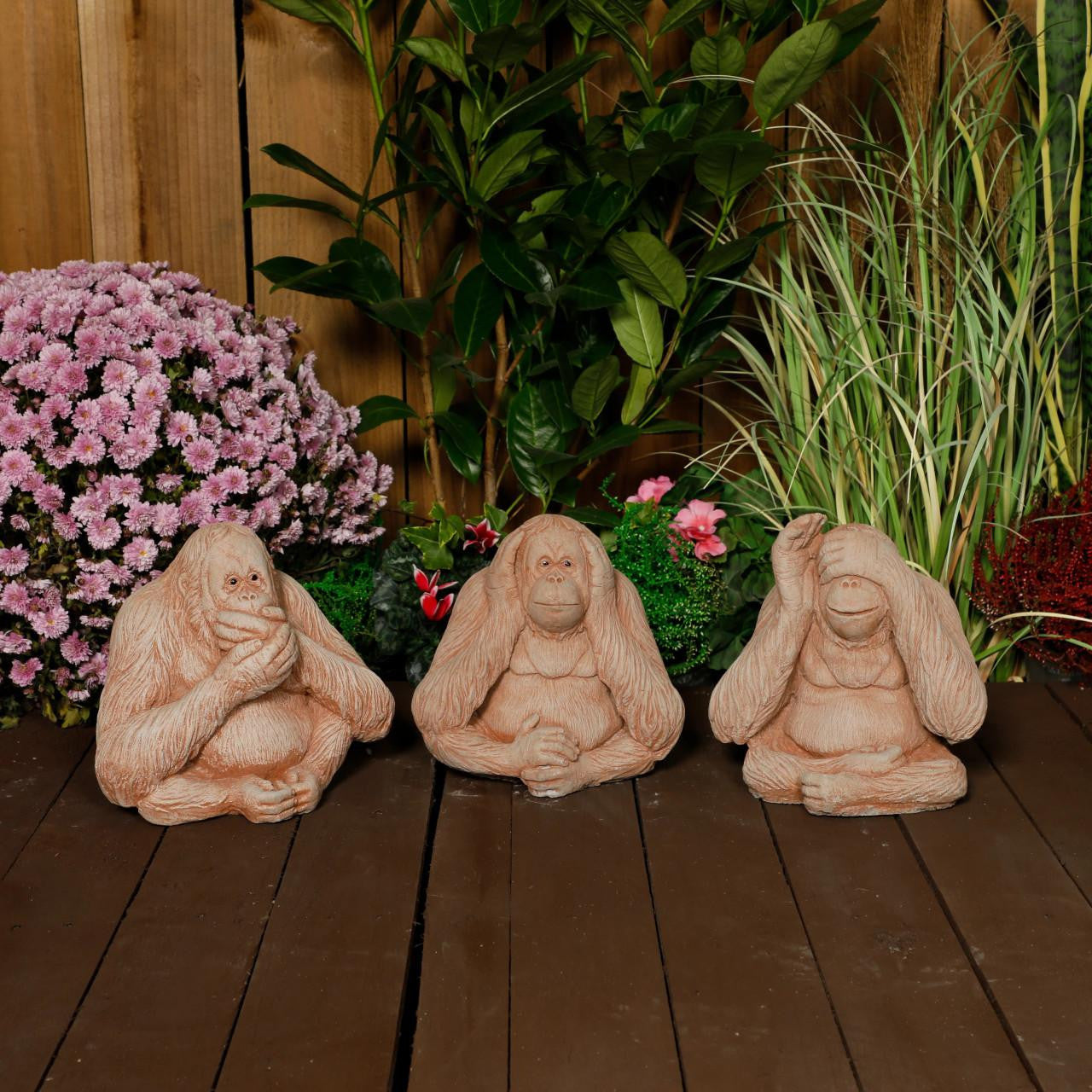 Set of 3 Wise Monkeys Garden figurines