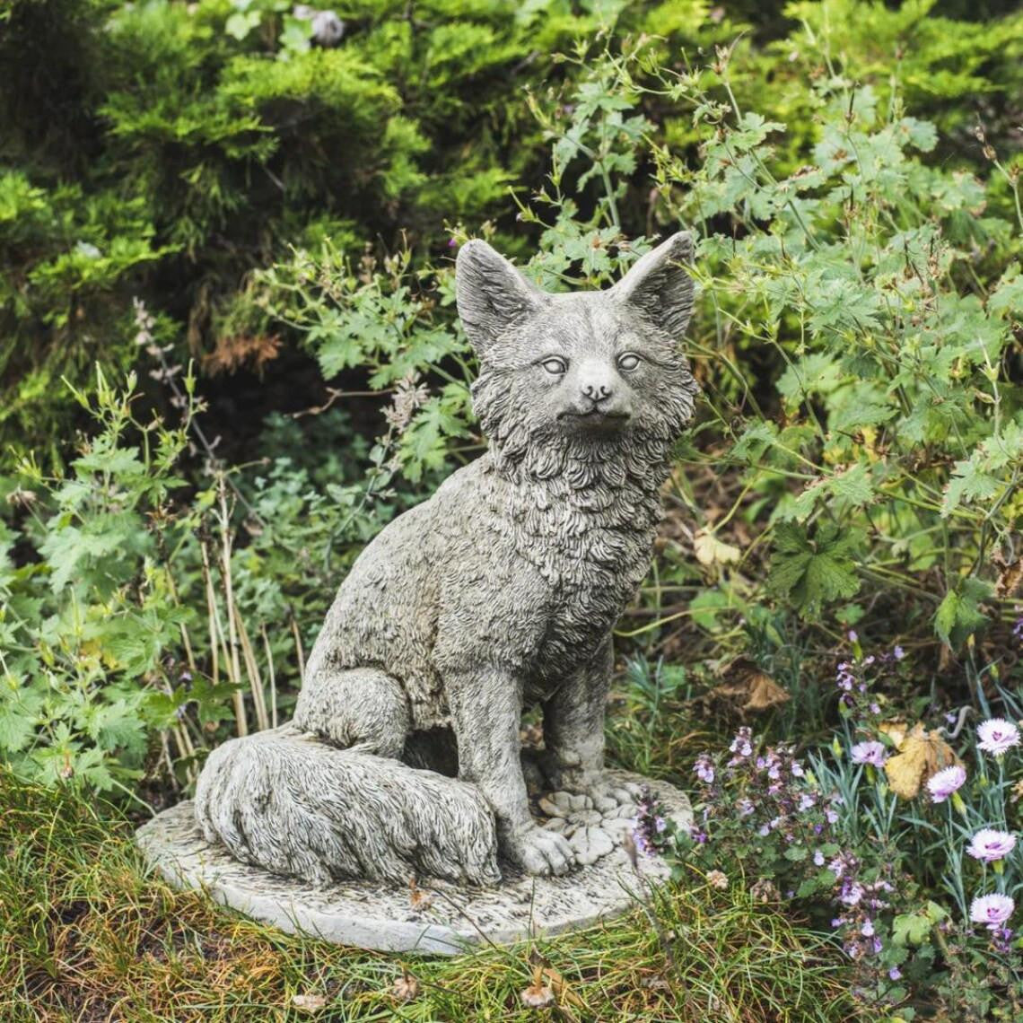 Sitting Fox Stone Fairy Garden Ornament Animal Statue