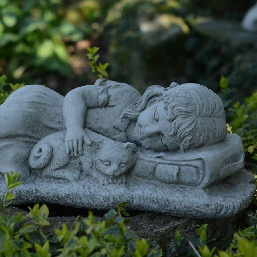 Small Girl with her Cat Garden Statue