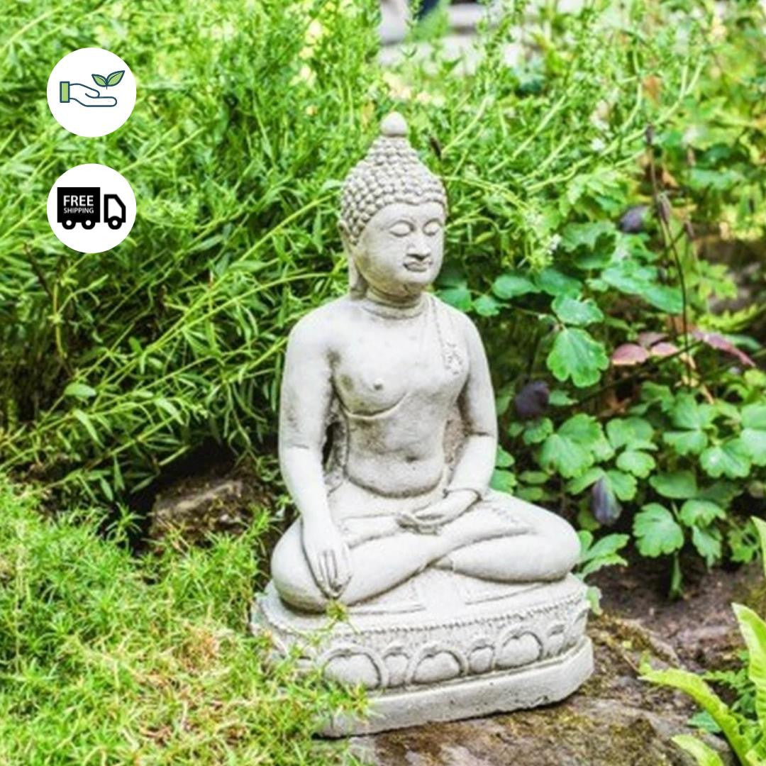 Small Meditating Buddha statue on plinth