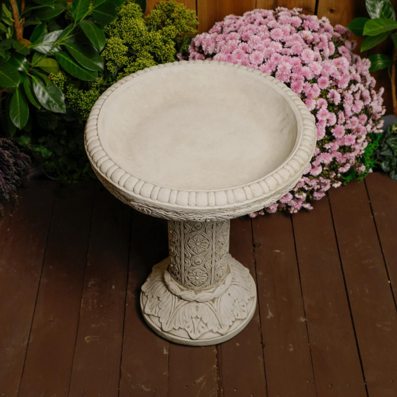 Small Ornate Stone Cast Roman Bird Bath