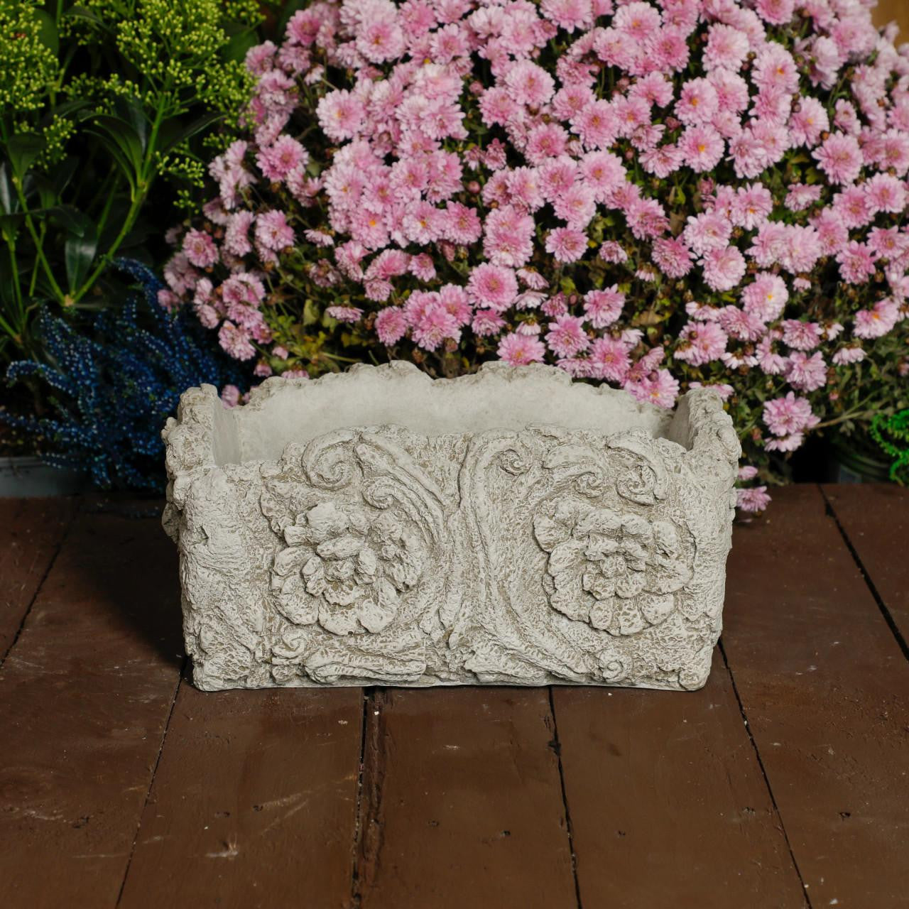 Small Solid Stone Cast 'Wood' Flower Pot