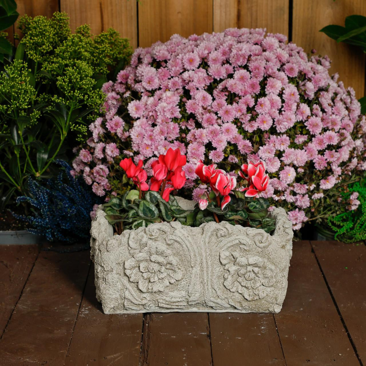 Small Solid Stone Cast 'Wood' Flower Pot
