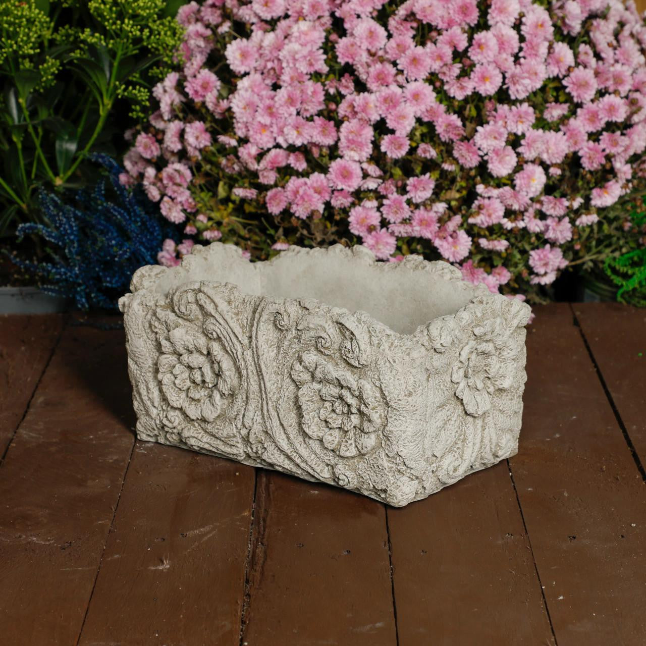 Small Solid Stone Cast 'Wood' Flower Pot