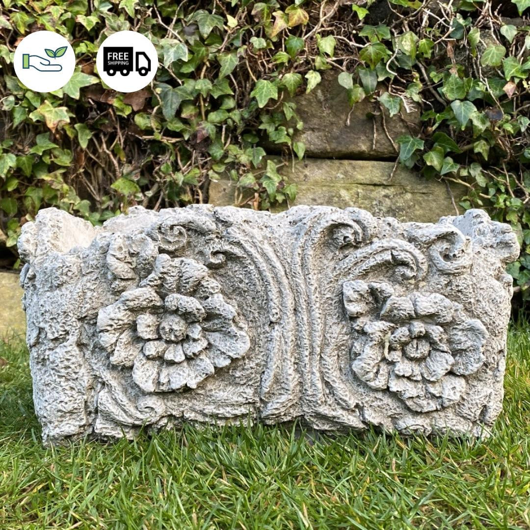 Small Solid Stone Cast Wood Pot
