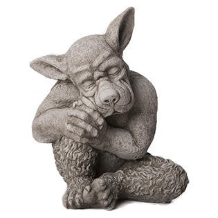 Solid cast Stone Dog Gargoyle In Sleepy Pose