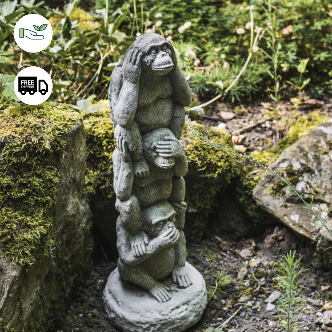 Stack of 3 Wise Monkeys Garden Ornament