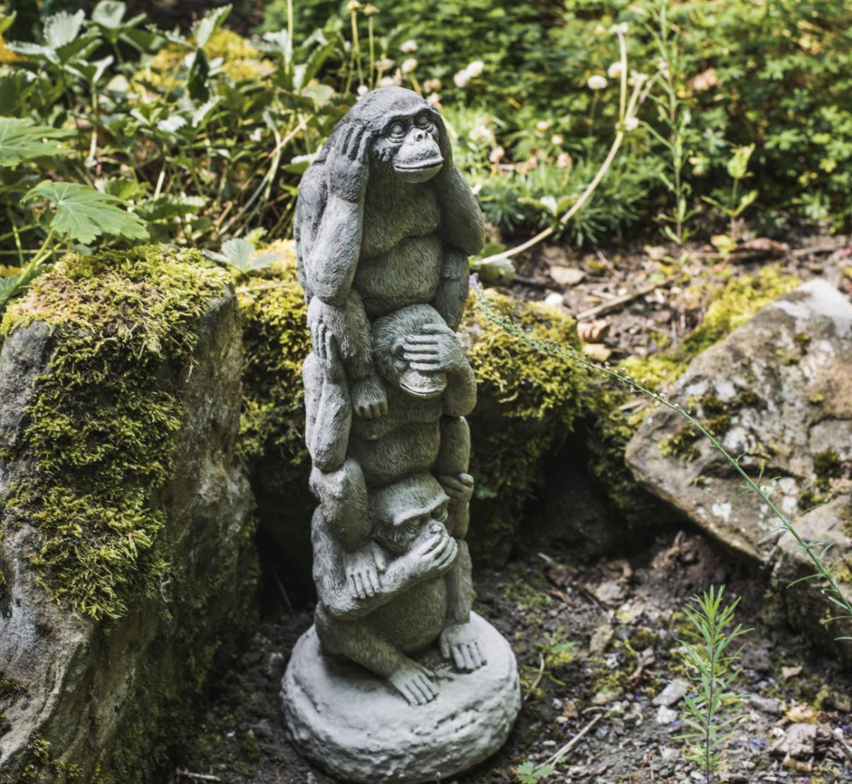 Stack of 3 Wise Monkeys Garden Ornament