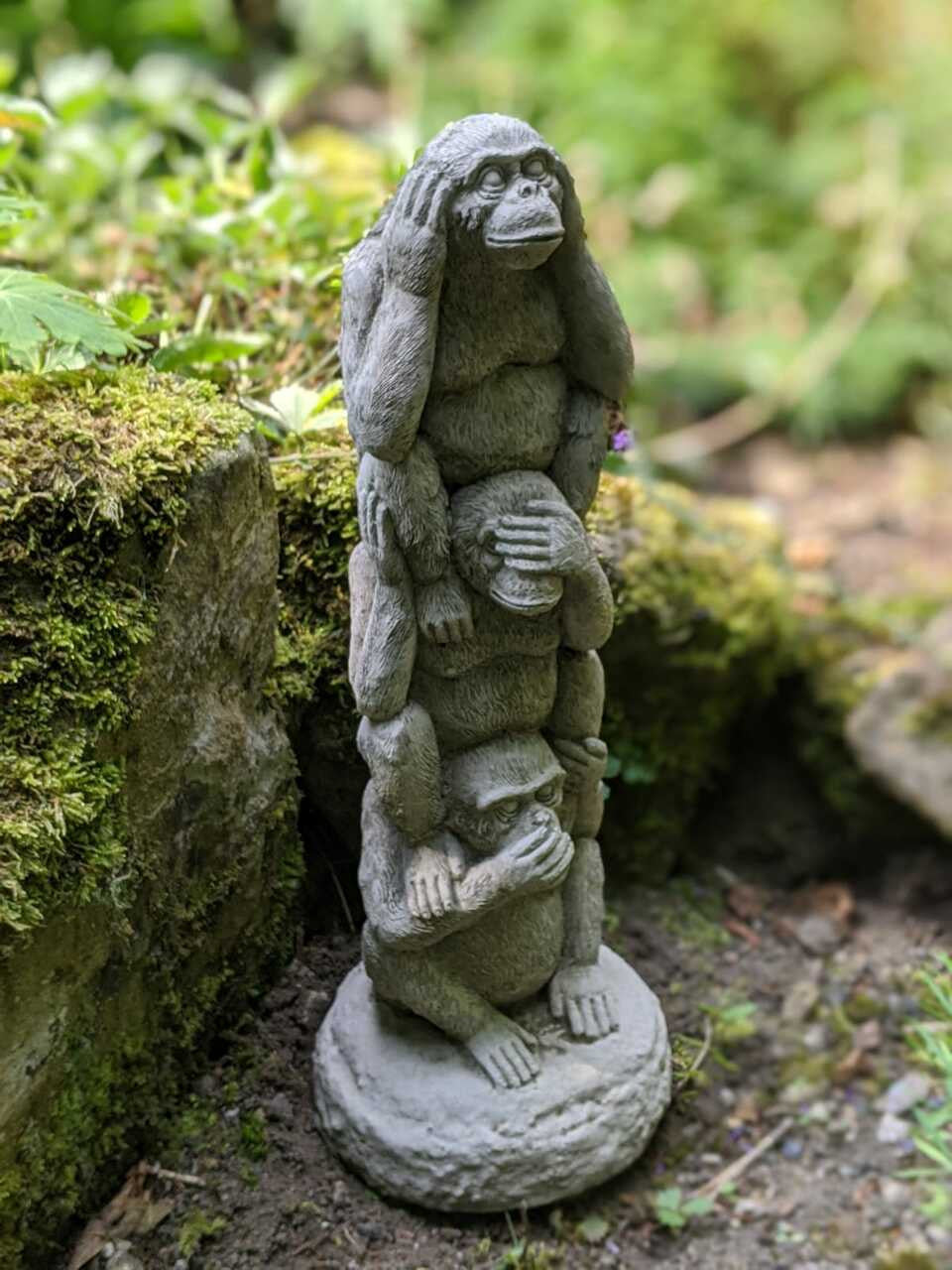 Stack of 3 Wise Monkeys Garden Ornament