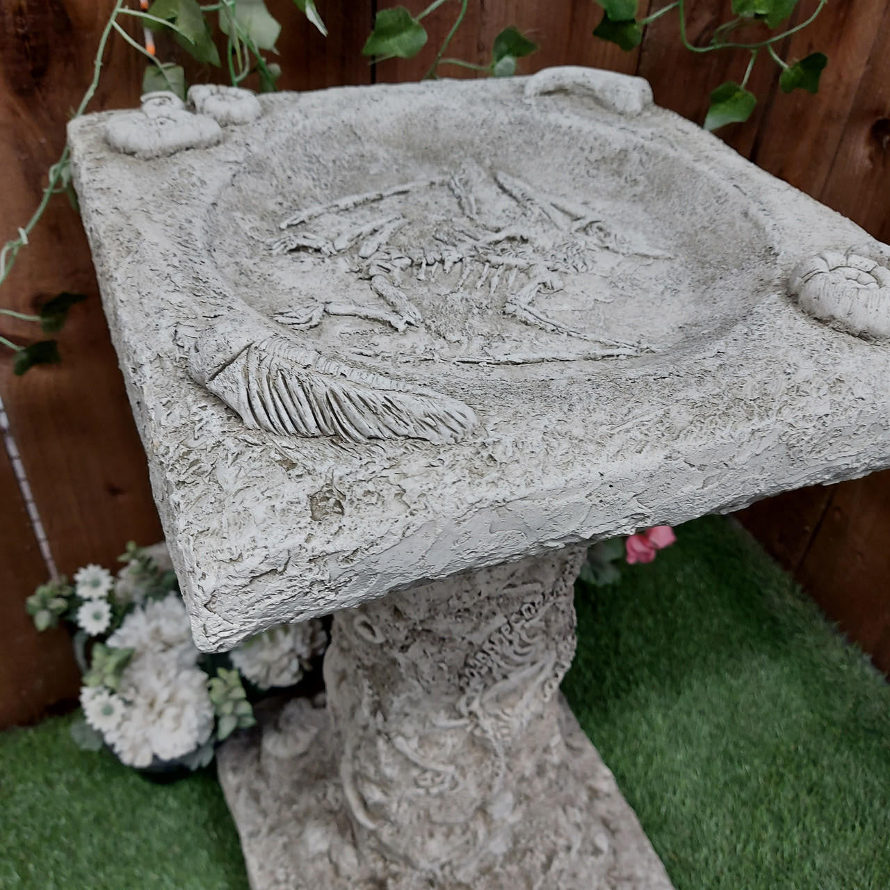 Stone Cast Detailed Jurassic Birdbath