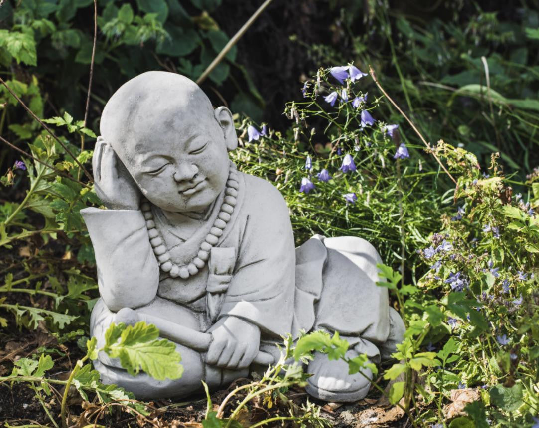 Stone Cast Drummer Monk Garden Ornament