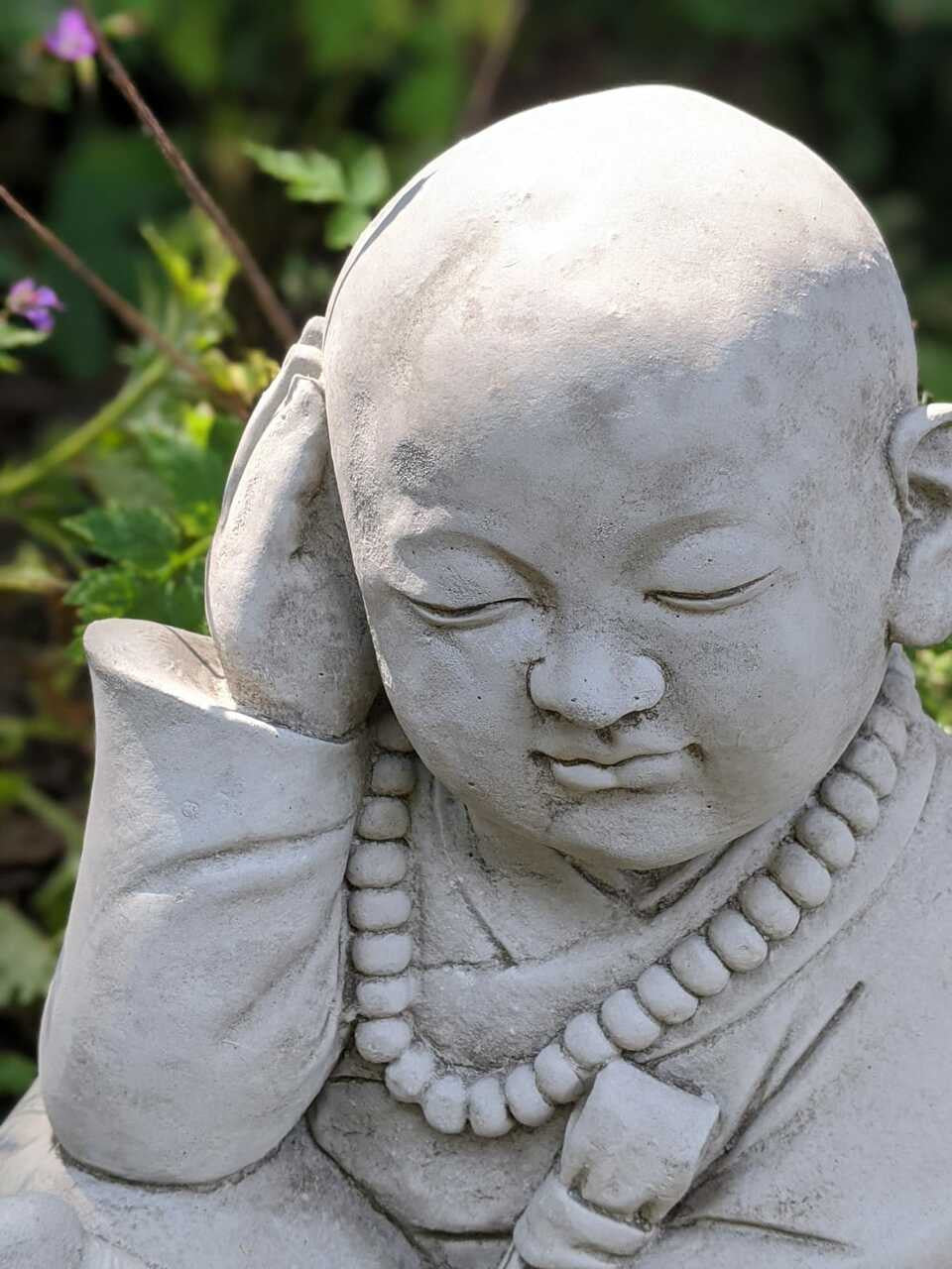 Stone Cast Drummer Monk Garden Ornament