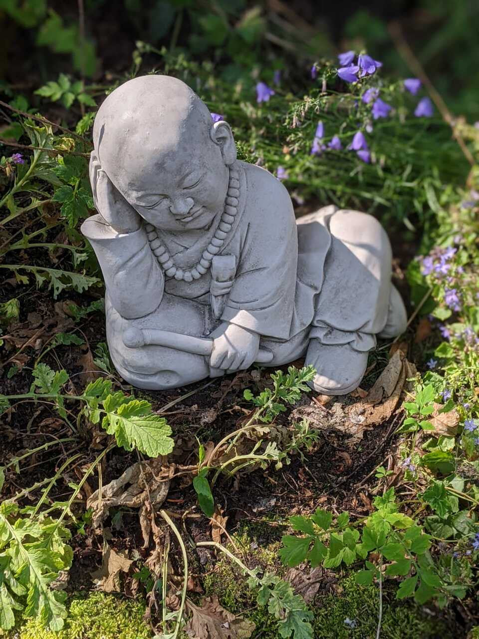 Stone Cast Drummer Monk Garden Ornament