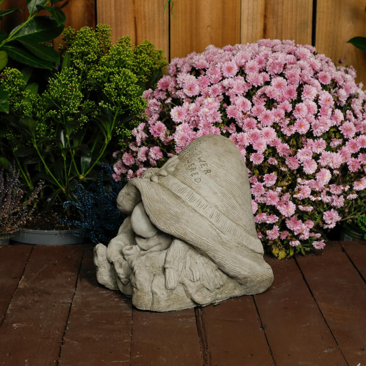 Stone Cast Flower Power Gnome Fairy Statue