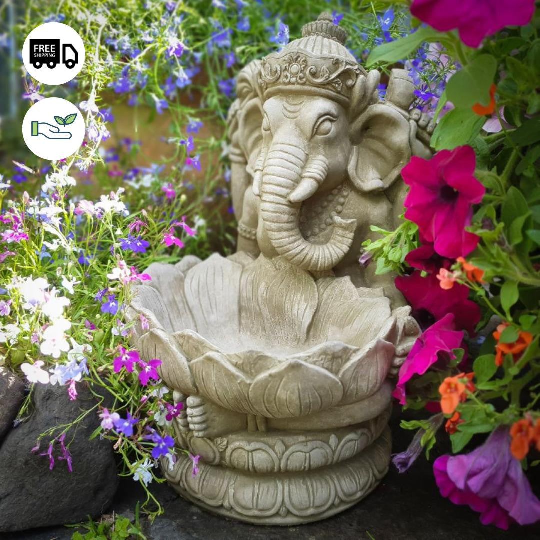 Stone Cast Ganesh Bird Feeder